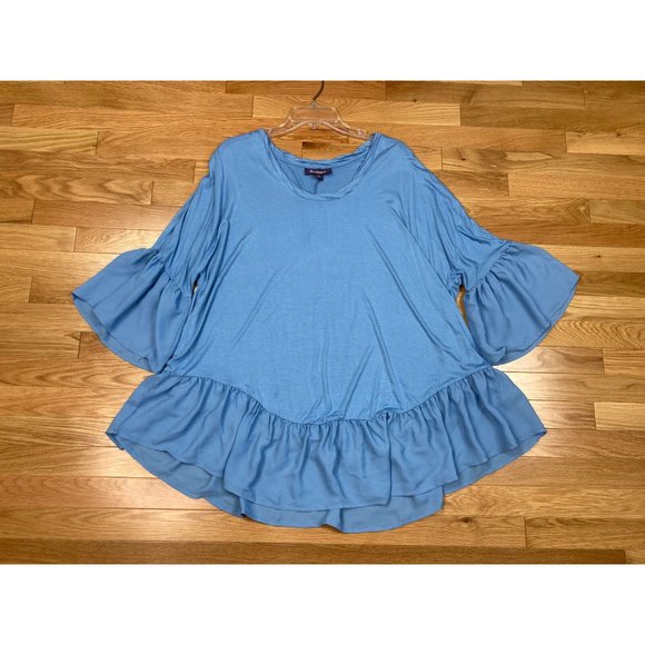 *New Roamans Peplum Short Sleeve Top Womens Plus 18/20 Blue 3/4 Bell Sleeves NWT - Picture 2 of 6